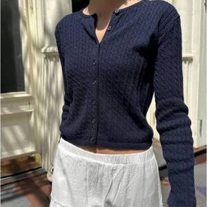Brandy Melville Zoe Navy Cable-Knit Button Cardigan Sweater - Women